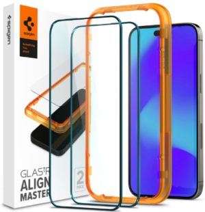 Spigen GLAS.tR ALIGNmaster - Αντιχαρακτικό Fullface Γυάλινο Tempered Glass Apple iPhone 14 Pro Max - 2 Τεμάχια - Black (AGL05204) AGL05204