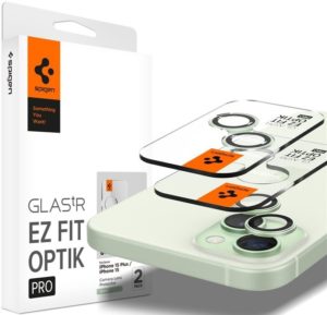 Spigen GLAS.tR EZ Fit OPTIK Pro Camera Lens Protector - Αντιχαρακτικό Προστατευτικό Γυαλί για Φακό Κάμερας Apple iPhone 15 / 15 Plus / 14 / 14 Plus - 2 Τεμάχια - Green (AGL07169) AGL07169