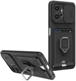 Bodycell Multifunction - Ανθεκτική Θήκη Xiaomi Redmi Note 12 4G με Λουράκι Λαιμού / Κάλυμμα Κάμερας / Ring Holder / Υποδοχή Κάρτας - Black (5206015072444) BM-00181