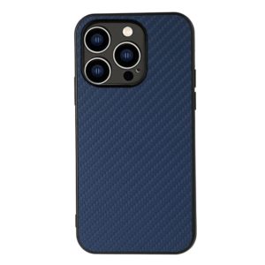 Θήκη iphone 15 Pro Carbon Fiber Texture PU leather Coated TPU-blue MPS15925