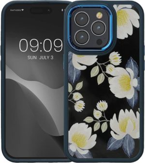 KWmobile Crystal Hard Case - Σκληρή Διάφανη Θήκη με TPU Bumper - Apple iPhone 14 Pro - White Blossoms / Yellow / Dark Blue / White (60468.02) 60468.02