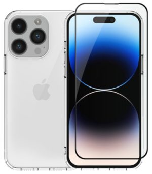 Vivid Σετ Διάφανη Θήκη Σιλικόνης & Full Face Tempered Glass - Apple iPhone 14 Pro Max - Transparent / Black (VIGELLY298GLASSBK) 13019905