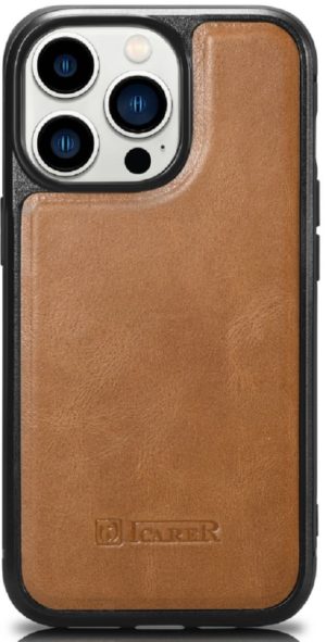 iCarer Oil Wax Leather Cover - Δερμάτινη Θήκη με TPU Bumper - Apple iPhone 14 Pro Max - Camel Tan (WMI14220720-TN) WMI14220720-TN