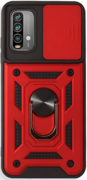 Bodycell Armor Slide - Ανθεκτική Θήκη Xiaomi Poco M3 με Κάλυμμα για την Κάμερα & Μεταλλικό Ring Holder - Red (5206015010736) BA-00119