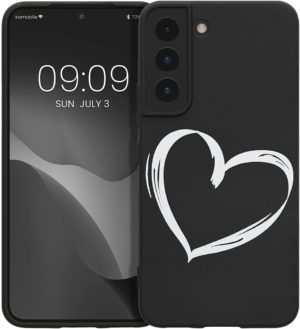 KWmobile Θήκη Σιλικόνης Samsung Galaxy S22 5G - Brushed Heart / White / Black (60331.02) 60331.02