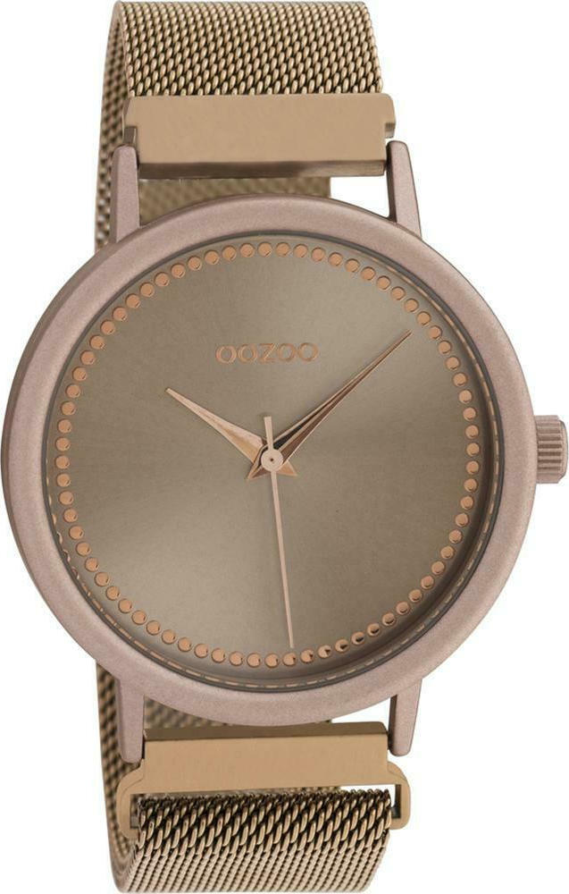 OOZOO Vintage Ρολόι Γυναικείο Μπεζ Μπρασελέ Mesh Μεταλλικό Μπρασελέ C10683