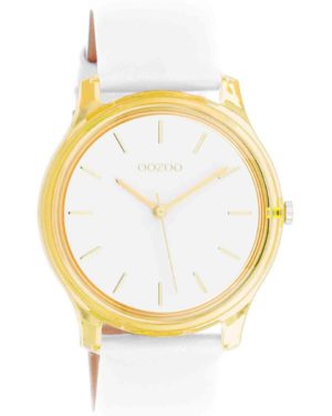 OOZOO Timepieces Ρολόι Γυναικείο Λευκό Δερμάτινο Λουράκι C11136