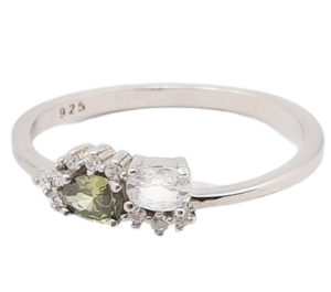 Γυναικείο Δαχτυλίδι ασήμι 925° Πράσινο κρύσταλλο KL000027 - Ασημί