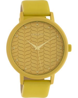 OOZOO Timepieces Γυναικείο Ρολόι Κίτρινο Δερμάτινο Λουρί C10655