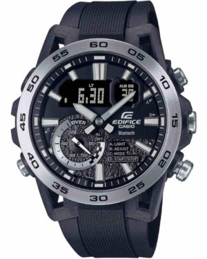 CASIO Edifice Sospensione Smartwatch Xρονογράφος Μαύρο Καουτσούκ λουράκι ECB-40P-1AEF
