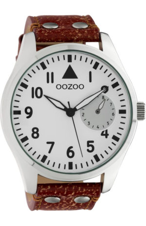 OOZOO Timepieces XXL Ρολόι Ανδρικό Καφέ Δερμάτινο Λουρί C10325
