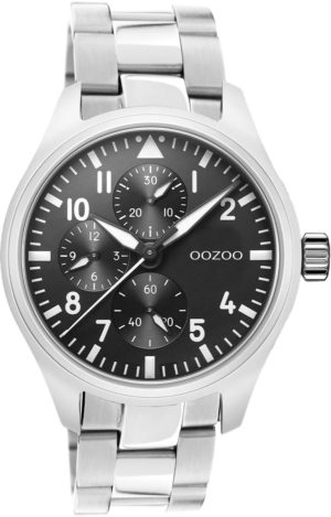 OOZOO Timepieces Ρολόι Ανδρικό Ασημί Μεταλλικό Μπρασελέ C10956