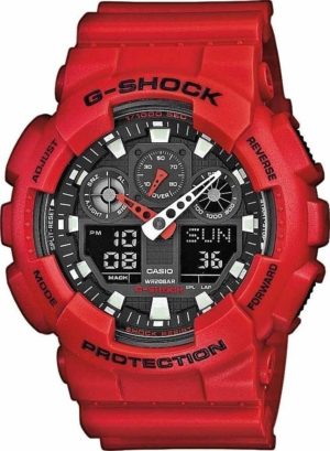 CASIO g-shock ρολόι κόκκινο καουτσούκ λουράκι GA-100B-4AER