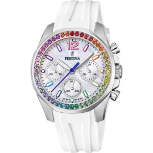 FESTINA Rainbow Ρολόι Χρονογράφος Γυναικείο Λευκό Καουτσούκ Λουράκι F20610/2