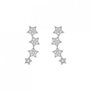 Ασημένια Σκουλαρίκια Αστέρια Λευκά Ζιργκόν Ασήμι 925 Μονόπετρα KS009