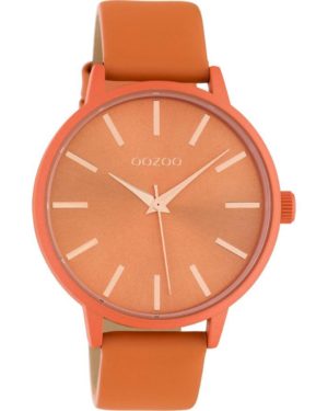 OOZOO Timepieces Γυναικείο Ρολόι Πορτοκαλί Δερμάτινο Λουρί C10614