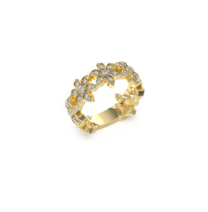 GUESS δαχτυλίδι WHITE LOTUS Χρυσό Με Λουλούδια Με Πέτρες JUBR04148JWYG