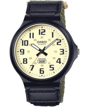 CASIO Stadard Ρολόι Ανδρικό Μαύρο/Πράσινο Υφασμάτινο Λουράκι MW-240B-3BVEF