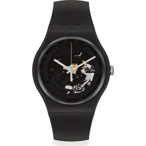 SWATCH SPOT TIME BLACK Unisex Ρολόι Μαύρο Λουράκι Υλικό βιολογικής προέλευσης SO32B108