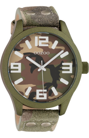 OOZOO timepieces XL Ρολόι Ανδρικό Military Δερμάτινο Λουράκι C1067