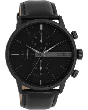 OOZOO Timepieces Ρολόι Ανδρικό Μαύρο Δερμάτινο Λουράκι C11224
