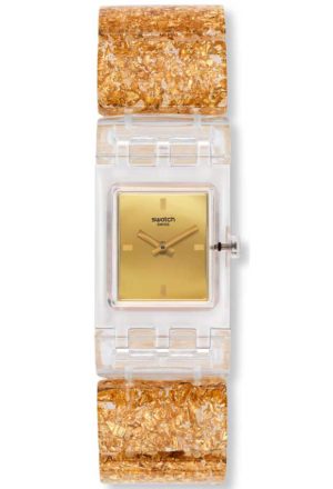 SWATCH GOLDEN JEWEL Ρολόι γυναικείο Χρυσό Πλαστικό Ελαστικό Μπρασελέ SUBK159A LARGE