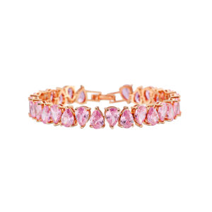 OXETTE Βραχιόλι Eleganza μεταλλικό ροζ χρυσό με ροζ ζιργκόν 02X15-00293
