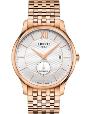 TISSOT T-Classic Tradition Powermatic 80 Ρολόι Ανδρικό Ροζ Επιχρυσωμένο Ανοξείδωτο μπρασελέ T0634283303800