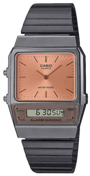 CASIO Vintage Ρολόι Χρονογράφος Γκρι ανοξείδωτο ατσάλι μπρασελέ AQ-800ECGG-4AEF