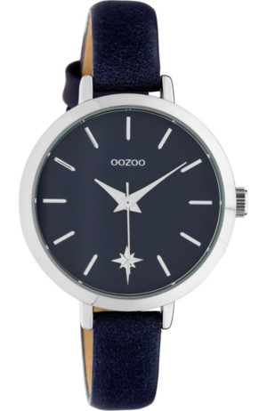 OOZOO Τimepieces Γυναικείο Ρολόι Μπλε Δερμάτινο Λουράκι C10388