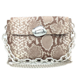 Clic Jewels Python Beige Croco Bag Δερμάτινη τσάντα ώμου