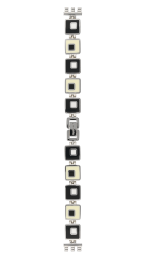 SWATCH CHESSBOARD Ασημί ανοξείδωτο ατσάλι με άσπρο και μαύρο σμάλτο μπρασελέ 12mm ALB160G