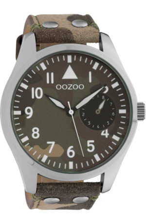 OOZOO Timepieces XXL Ρολόι Ανδρικό Παραλλαγής Δερμάτινο Λουρί C10327