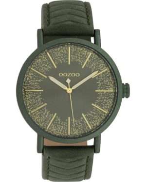 OOZOO Timepieces Γυναικείο Ρολόι Πράσινο Δερμάτινο Λουρί C10148