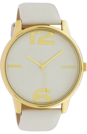 OOZOO Τimepieces XL Ρολόι Γυναικείο Λευκό Δερμάτινο Λουράκι C10370