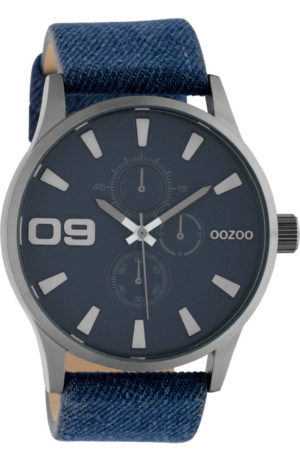 OOZOO timepieces XXL Ρολόι Ανδρικό Μπλε Υφασμάτινο /Δερμάτινο Λουράκι C10345