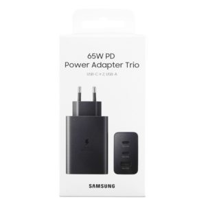 SAMSUNG Γνήσιος Φορτιστής Samsung (Μόνο Αντάπτορας) με Θύρα USB-A και 2 Θύρες USB-C 65W (Trio) EP-T6530