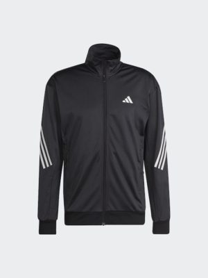 Adidas 3-Stripes Knit Αθλητικό Ανδρικό Μπουφάν Μαύρο HT7176