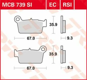 TRW μεταλλικά τακάκια MCB739SI για BETA RR 50 08-17 / YAMAHA YZ 250 F 01-22 1 σετ για 1 δαγκάνα