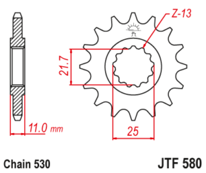 Εμπρόσθιο γρανάζι κίνησης μάρκας JT 16 δοντιών για Yamaha FZ6 Fazer (04) - JTF580.16
