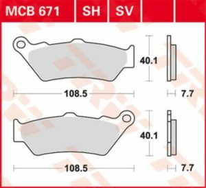 TRW μεταλλικά τακάκια MCB671SH για DUCATI DIAVEL 1200 ABS 11-17 / DUCATI SCRAMBLER 803 ABS 20-23 1 σετ για 1 δαγκάνα