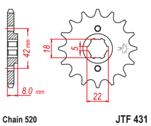 Εμπρόσθιο γρανάζι κίνησης μάρκας JT 15 δοντιών για Yamaha XT 250 Japan (83 84) - JTF431.15