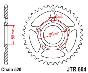 Πίσω γρανάζι κίνησης μάρκας JT 35 δοντιών για Honda NSR 125 RK (89 90) - JTR604.35