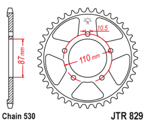Γρανάζι κίνησης πίσω JT 530 45 δόντια από ατσάλι μαύρο - JTR829.45ZBK