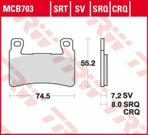 TRW μεταλλικά τακάκια MCB703SRT για HONDA CB 1300 S ABS 05-14 / HONDA CBR 600 F 99-07 1 σετ για 1 δαγκάνα