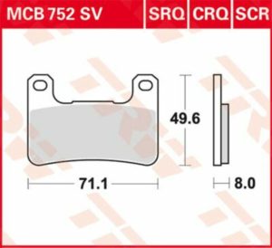 TRW μεταλλικά τακάκια MCB752SCR για SUZUKI GSX-R 1000 04-11 / KAWASAKI ZX-10 R 1000 08-14 1 σετ για 1 δαγκάνα