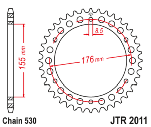 Γρανάζι κίνησης πίσω JT 530 βήμα 42 δόντια από ατσάλι μαύρο - JTR2011.42ZBK