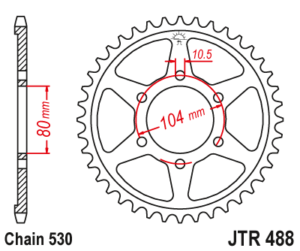 Πίσω γρανάζι κίνησης μάρκας JT 44 δοντιών για Kawasaki ZZR 1200 (02 04) - JTR488.44