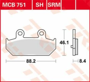 TRW μεταλλικά τακάκια MCB751SRM για SUZUKI AN 650 ABS 04-15 / SUZUKI AN 400 ABS 10-20 1 σετ για 1 δαγκάνα