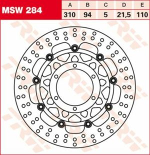 TRW δισκόπλακα στρογγυλή πλευστή 310mm MSW284 για HONDA ST 1300 ABS 02-14 / HONDA ST 1300 02-04